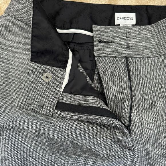 Chico's Womens Pants Size 3 Short Gray Wool Blend Straight Leg Career Basic - Picture 4 of 9